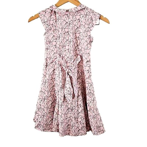 Excellent Mini Donna Collection Girls Pink Floral A-Line Dress w/ Tie Waist Sz 8 - Picture 3 of 5